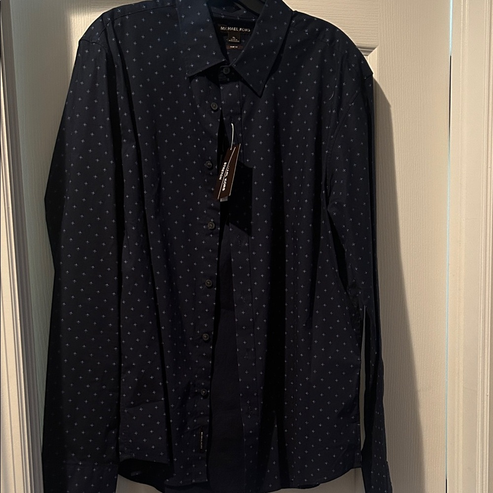 Michael Kors Dark Blue Patterned Casual Shirt